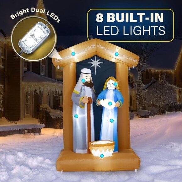 🆕7 FT Christmas Inflatables Nativity 2 Sets Blow Up Yard Outdoor Decorations - Picture 5 of 9